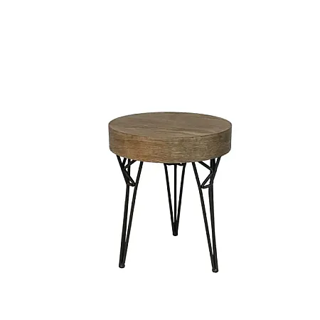 ΤΡΑΠΕΖΙ ΜΕ ΜΕΤΑΛΛΙΚΑ ΠΟΔΙΑ - ΜΑΥΡΟ/ΚΑΦΕ 40x40x48cm