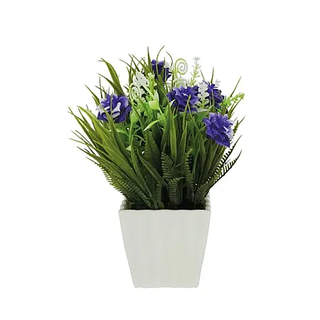 ΓΛΑΣΤΡΑΚΙ ΛΕΥΚΟ ΜΕ ΠΡΑΣΙΝΑΔΑ ΚΑΙ ΜΩΒ ΑΝΘΑΚΙΑ - 8x8x21cm 120/ΚΙΒ