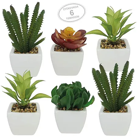 ΚΑΚΤΑΚΙΑ SET/6 ΣΕ ΓΛΑΣΤΡΑΚΙ ΛΕΥΚΟ ΚΕΡΑΜΙΚΟ 6x6x15cm 6/KIB