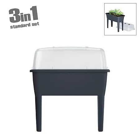 ΘΕΡΜΟΚΗΠΙΟ ΜΕ ΠΟΔΙΑ (3 ΣΕ 1) ΑΝΘΡΑΚΙ RESPANA PLANTER 77x38.7x82cm 1/5ΚΙΒ