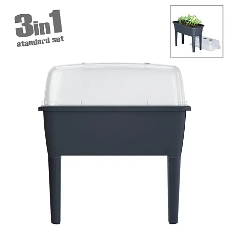ΘΕΡΜΟΚΗΠΙΟ ΜΕ ΠΟΔΙΑ (3 ΣΕ 1) ΑΝΘΡΑΚΙ RESPANA PLANTER 77x58x96.3cm 1/3ΚΙΒ