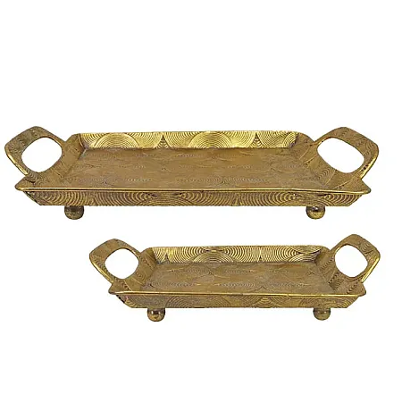 ΜΕΤΑΛΛΙΚΟΙ ΔΙΣΚΟΙ SET/2 ΧΡΥΣΟ ΟΡΘΟΓΩΝΙΟΙ L:45.5x36.5x7, S:36x28.5x7cm 6/ΚΙΒ