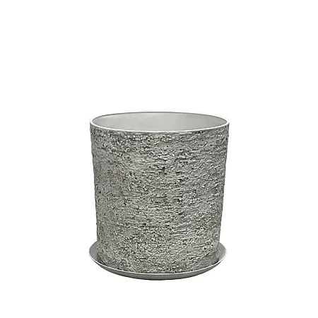 STONE POLYRESIN ΚΑΣΠΩ ΜΕ ΠΙΑΤΟ ΓΚΡΙ ΦΘΑΡΜΕΝΟΣ ΒΡΑΧΟΣ ΜΕΣΑΙΟ - Φ35x36cm