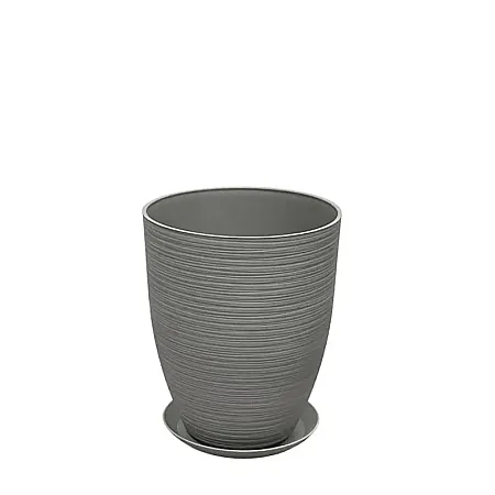STONE POLYRESIN ΚΑΣΠΩ ΜΕ ΠΙΑΤΟ ΓΚΡΙ ΠΑΛΙΟ ΠΗΛΙΝΟ ΜΙΚΡΟ - Φ28x34.5cm