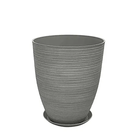 STONE POLYRESIN ΚΑΣΠΩ ΜΕ ΠΙΑΤΟ ΓΚΡΙ ΠΑΛΙΟ ΠΗΛΙΝΟ ΜΕΣΑΙΟ - Φ35x42.5cm