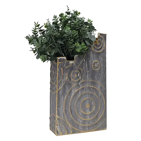 ΜΕΤΑΛΛΙΚΟ ΒΑΖΟ  ΧΡΥΣΟ/ΓΚΡΙ  ΚΥΚΛΟΙ - 24.1x43.8x10.2cm 4/KIB