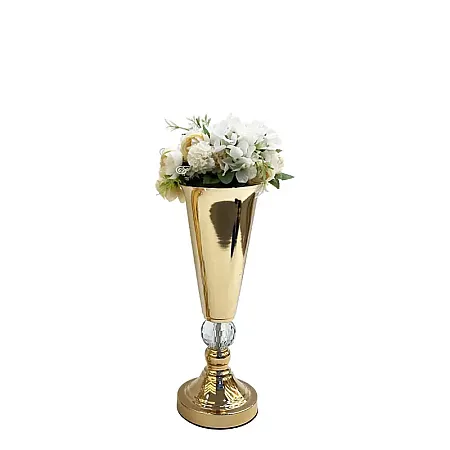 ΒΑΖΟ ΜΕΤΑΛΛΙΚO ΧΡΥΣΟ/ΛΕΥΚΟ ΚΛΑΣΙΚΟ ΜΕ ΚΡΥΣΤΑΛΛΟ ΜΙΚΡΟ - Φ12x33cm 24/ΚΙΒ