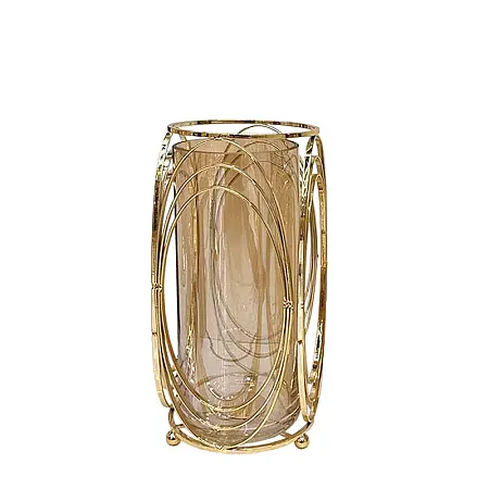 ΚΗΡΟΠΗΓΕΙΟ ΜΕΤΑΛΛΙΚΟ ΧΡΥΣΟ/ΜΕΛΙ ΚΥΛΙΝΔΡΟΣ ME ΟΒΑΛ ΜΕΓΑΛΟ ΜΕ ΓΥΑΛΙ - Φ12x28cm 12/ΚΙΒ